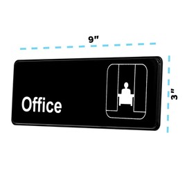 Alpine Industries Office Sign â High Visibility Outdoor Black & White Placard w/Adhesive Back for Glass Wall & Door â Plate for Office & Home Entrance