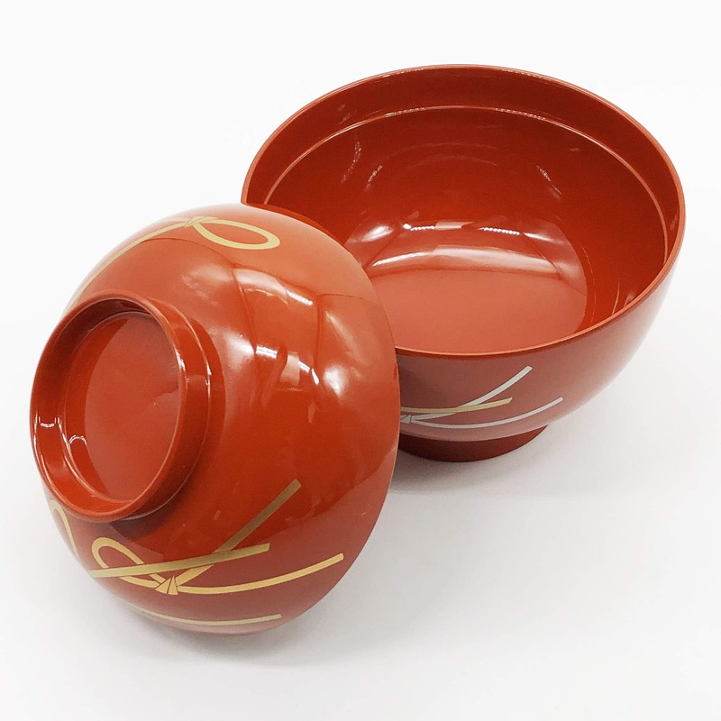 Maeju Lacquerware 3T-419 4.5 Zoni Bowl Knotted Soarai Vermilion