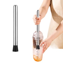 Liroyal Cocktail Long Pestle Stirring Rod Fruit Grinder Ice Crushing Cocktail Pestle Stainless Steel Resin Head Pestle Mint Fruit Crushing Item Total Length 30cm
