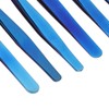 8pcs Eyelash Tweezers Stainless Steel Fine Tip Ergonomic Blue Titanium