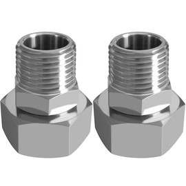 Beduan Stainless Garden Hose Adapter 3/4" NPT Male to 3/4" GHT Female Extension Joint Repair Fitting(Pack of 2)