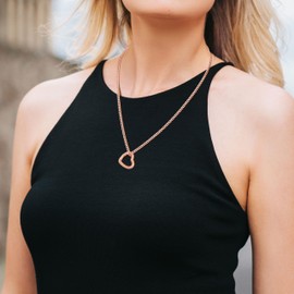 GAVU Stainless Steel Ring Holder Necklace for Women, Women’s Rose Gold Ring Keeper Heart Necklace 20"