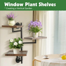 Wooden Window Plant Shelves,3-Tier Rotating Plant Stand Shelf Indoor for Wall Planter ,Home Decor for Gardening