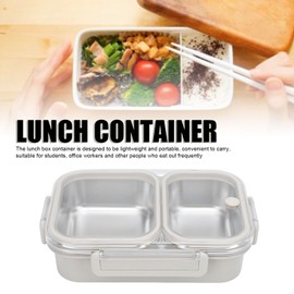Stainless Steel Leak - Resistant Lunch Box, 2 Compartment 1.2L Stainless Steel Lunch Box，Portable Container Sealed Odorproof Stainless Steel Lunch Box (Grey)