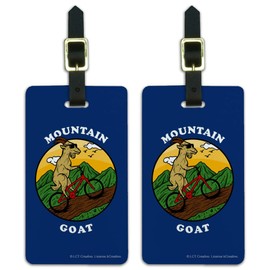 Mountain Goat Biking Funny Humor Luggage ID Tags Carry-On Cards - Set of 2