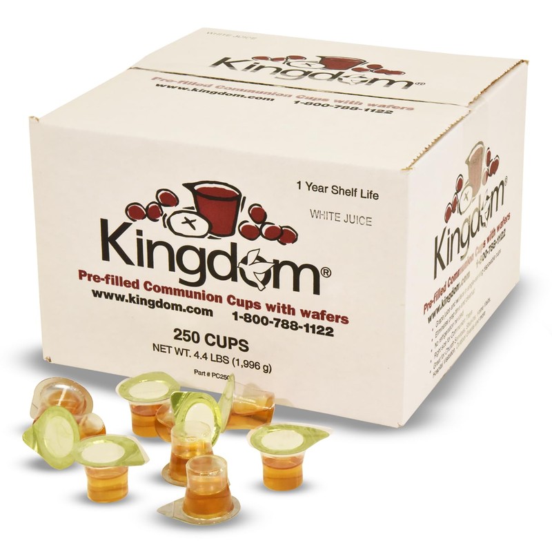 Kingdom Prefilled Communion Cup with Wafers(250ct-white juice) Sealed in a