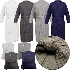 Homelevel Pique Bathrobe, Travel Bathrobe, 100% Cotton, S – 6 XL, for Men and Women, Plus Size Dressing Gown, Kimono Sauna Gown, Travel Dressing Gown, Waffle Pique, Women’s, Men’s - xl
