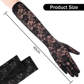 JOAOXOK long black gloves,black gloves lace for Wedding Tea Parties,women black gloves costume for Brides Back Opera Gloves (A-Black)