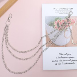 Chain for Wallet, Atifober Silver Moon Vintage Hip Hop Pocket Chain Goth Jeans Key Chain Accessories Three-Layer Metal Waist Chain Punk Biker Chain for Women and Men