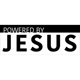 Black Powered by Jesus Sticker (Christian Vinyl Decals, Faith in God Vinyl Decals for Cars, Trucks, and Laptops (3 x 8 inch)