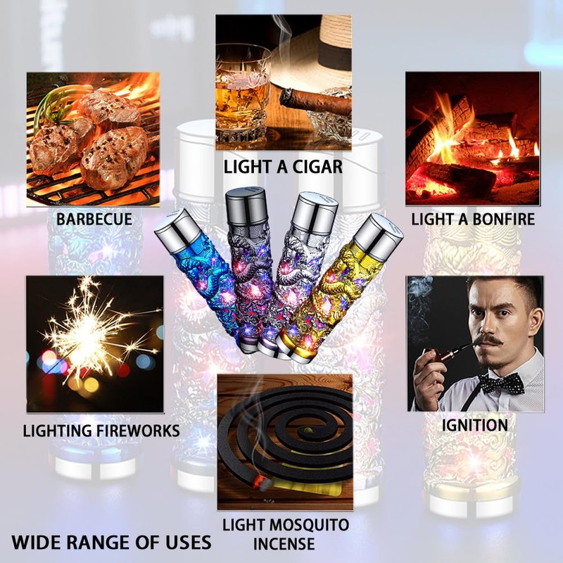 MACHYAO Creative Shiny Dragon Torch Lighter - Windproof, Jet Red