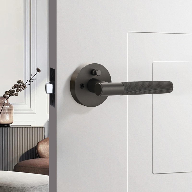 Litlheim Privacy Knurled Grey Door Handle - Durable, Stylish Interior