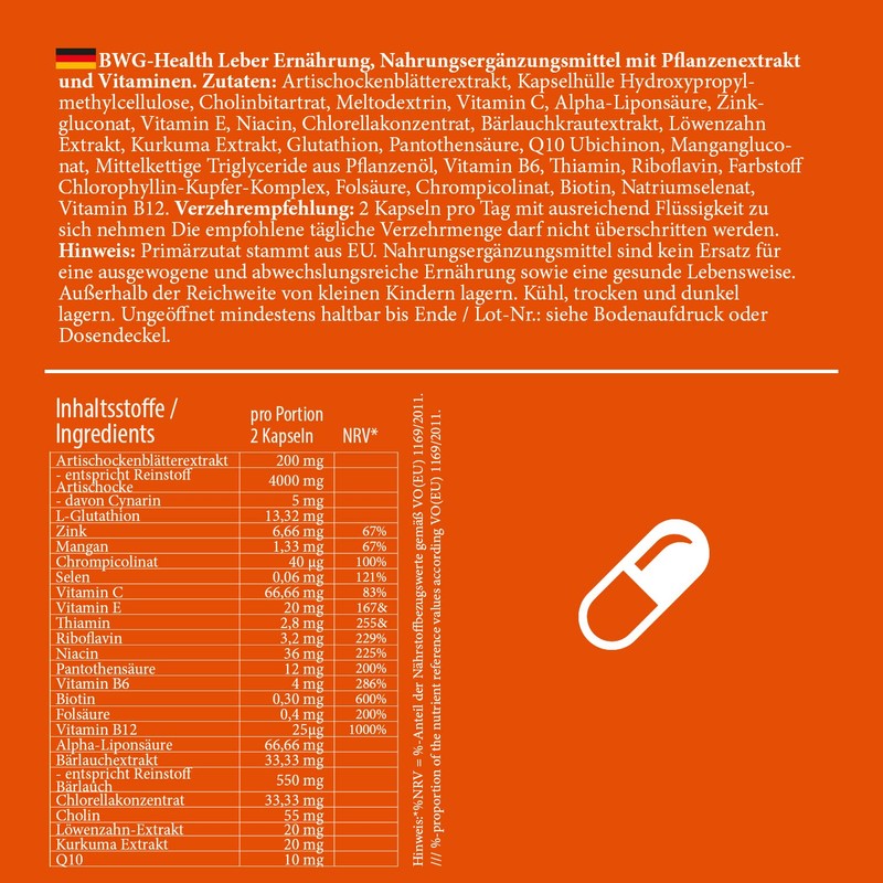 BWG HEALTH Leber Ernährung, 60 hochdosierte Kapseln