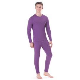 Rocky - Ropa interior térmica para hombre, con forro polar para clima frío (ligero/medio/pesado), Ciruela, Large