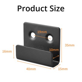 10mm Ceramic Tile Display Hooks Stainless Steel Flat J Hooks Wall Mount Hook Brackets Black Wall Hooks for Home Kitchen Bathroom Garage, Pack of 4