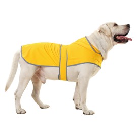 Dog Raincoat with Hood and Leash Hole, Adjustable Belly Strap, Reflective Strips, Lightweight Slicker Poncho Rain Jacket Coat for Small Medium Large Dogs and Puppies (B.Yellow, XX-Large)