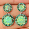 CiNily Womens Jewelry Gifts Rhodium Plated Green Fire Opal Emerald