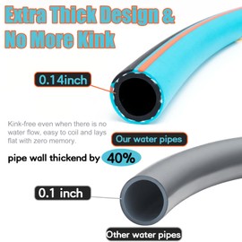 Kitys Fatch Upgraded Kink Free Hybrid Garden Hose 100ft 5/8", Thickened Heavy Duty Water Hose with Brass Solid Connector，Lightweight Flexible Tough Rubber Hose with Nozzle,Durable Yard Outdoor Hose