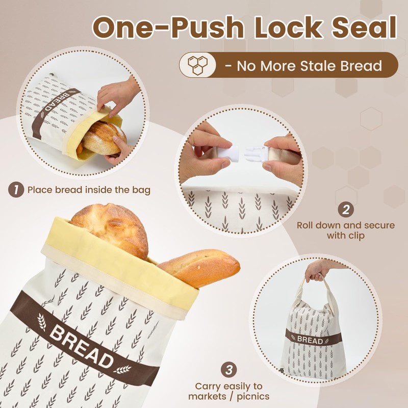 Reusable Beeswax Bread Bags for Sourdough & Homemade Bread, 2