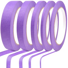 DOAY 5 Rolls Pinstripe Tape - Masking Tape 1/16", 1/8", 1/4", 1/2", 3/4" - Thin Painters Masking Automotive Tape for DIY, Car, Auto, Paint, Art, Tumblers (Purple)
