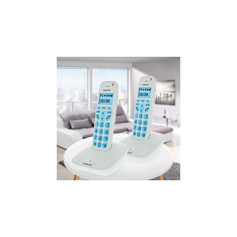 LOGICOM Comfort 250 Duo Cordless Phones Touch Screen White