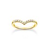 Thomas Sabo Women Ring V-Shape with White Stones Gold 925
