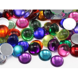 7mm Green Emerald .MD Flat Back Acrylic Round Cabochon Pro Grade - 100 Pieces