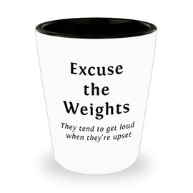 Funny Christmas Unique Gifts for Fitness Lovers, Unique Gifts for Men and Women, Excuse the Weights Shot Glass