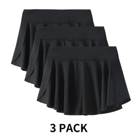 Hvididan Skorts Girls 3 Pack, Black Size 7-8 Girls Athletic Skirts for Tennis Golf, Butterfly Flowy Shorts for Kids, Shorts with Pocket