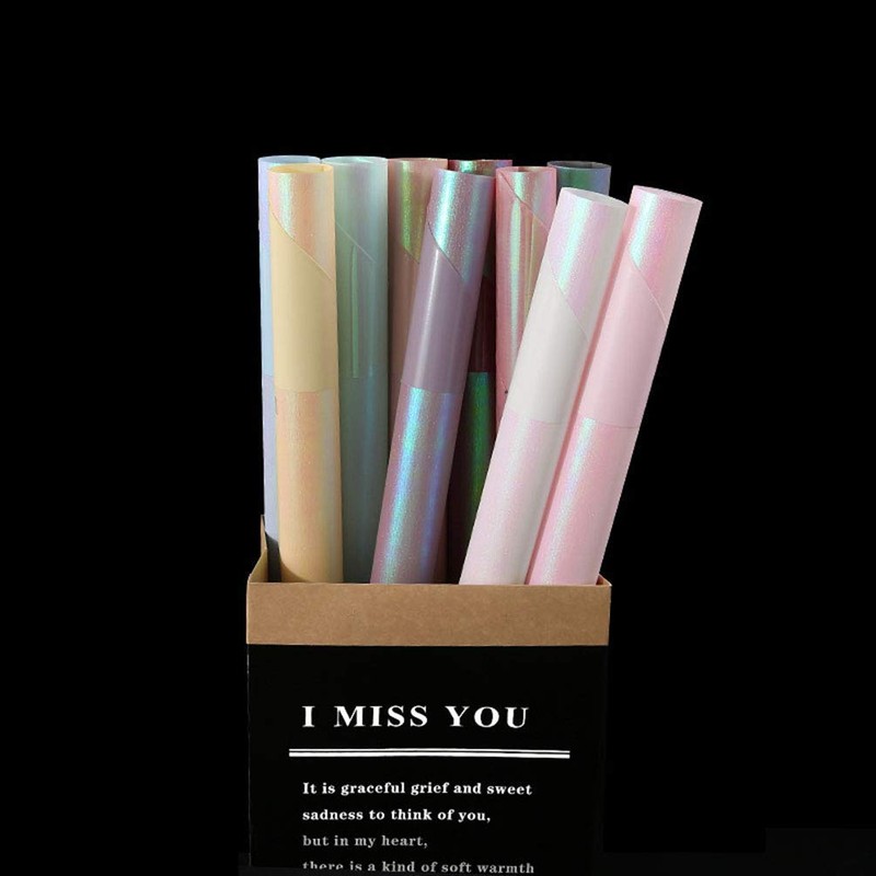 (Pink) - BBC Iridescent Double Sided Flower Wrapping Paper Florist