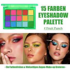 Bunte Lidschatten Palette, 15 Farben Eyeshadow Palette Matt Schimmernde, Hochpigmentiert Make Up Palette Bold Personality Bright, Wasserdicht & Langlebig Liedschatenpalete, Augen Make Up Party Alltags