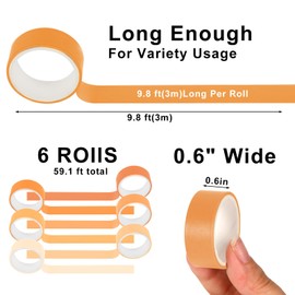 Whaline 6 Rolls Orange Washi Tape Set 6 Gradient Colors Masking Tape Solid Color Decorative Tape for DIY Crafts Scrapbook Journal Planner Gift Wrapping Supplies, 60 Ft