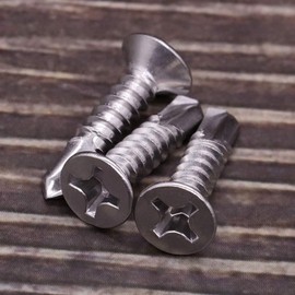 #6 x 3/4" Flat Phillips Drive Head Self Drilling Screws for Metal, 410 Stainless Steel Sheet Metal Tek Screws, Countersunk Head, Quick Self Tappers for Indoor Outdoor, 100 pcs