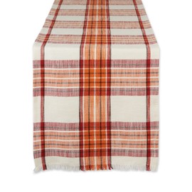 DII Thanksgiving & Fall Table Decoration Autumn Farmhouse Plaid, Table Runner, 14x72, Pumpkin Spice Orange