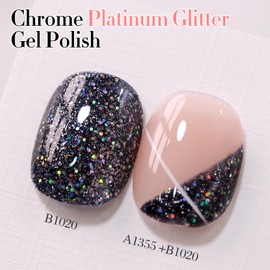 Double Rhythm 15ML Glitter Gel Polish Shimmer Reflective Holographic Color Magnetic for Nail Art Salon DIY at Home (B1020)