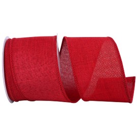 Reliant Ribbon 92573W-908-40F Everyday Linen Value Wired Edge Ribbon, 2-1/2 Inch X 10 Yards, Scarlet