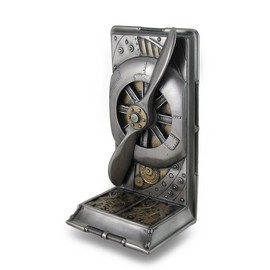 Veronese Design 8" Tall Steampunk Propeller Cold Cast Resin Steel Finish Airplane Decoration Statuary Single Bookend