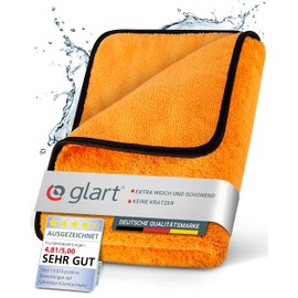 Glart Auto Trockentuch XXL - Microfasertuch Autopflege, saugstark, 90x60cm für kratzfreies Trocknen, Auto Mikrofasertuch - Großes Auto Mikrofasertuch, Orange, Microfasertücher Auto - Poliertuch Auto