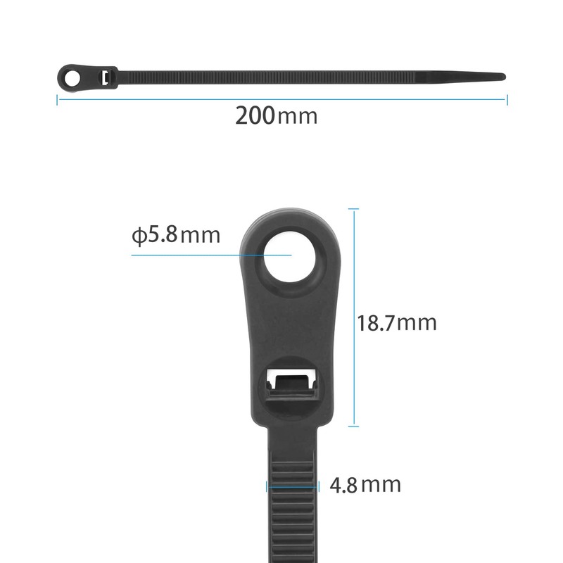 XINGO 110 PCS Black Zip Ties with Screw Hole 7.5