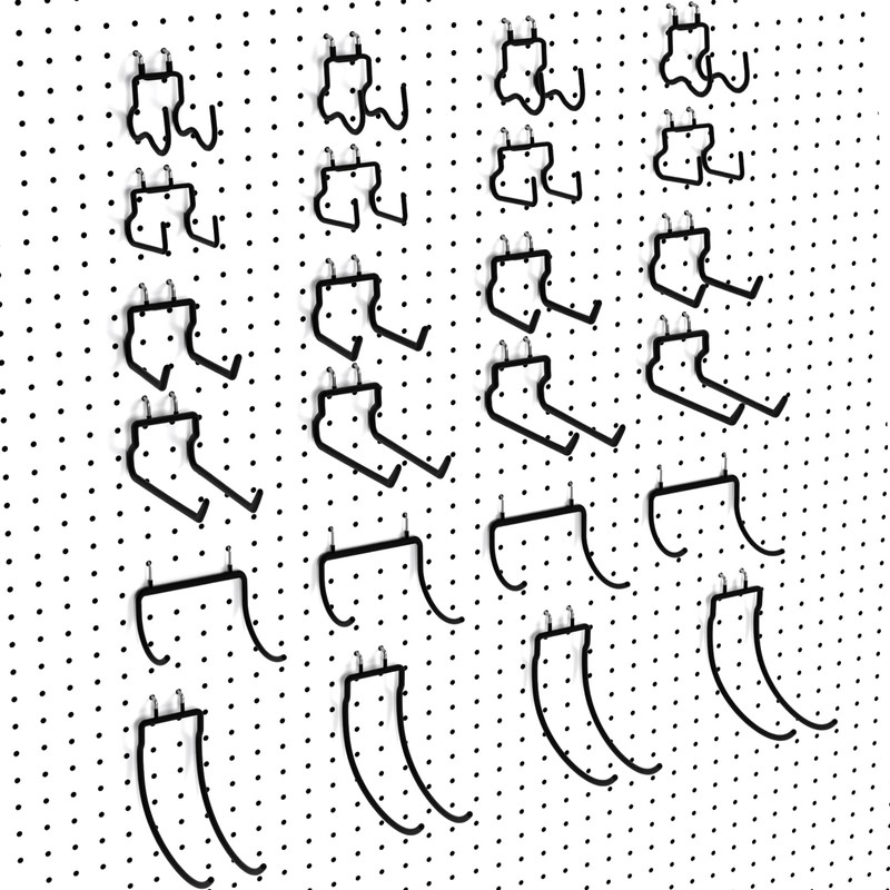 INCLY 24 Pack Heavy Duty Pegboard Hooks, 1/4" Pegboard Drill