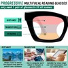 Hubeye 3 Pack Progressive Multifocus Reading Glasses for Women Blue