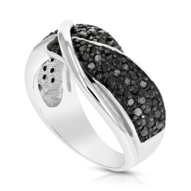 Vir Jewels 3/4 cttw Black Diamond Ring .925 Sterling Silver with Rhodium Plating Size 7