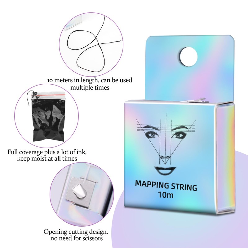 ATOMUS Eyebrow Mapping String, 6 Pieces 10M Pre Dyed Microblading