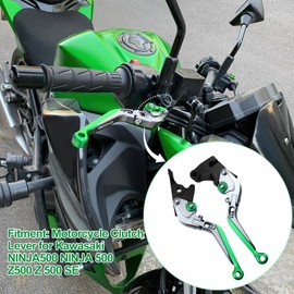 XIDAODIT for Kawasaki NINJA500 Ninja 500 Z500 Z 500 SE 2024 2025 Motorcycle Clutch Lever Adjustable Handlebars Brake and Clutch Levers Set(Green)
