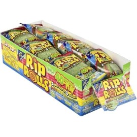 Rip Rolls Sour Rainbow Straps Roll Up Candy Lollies - 24 Packs