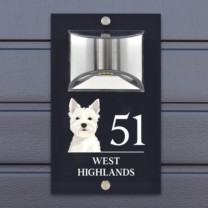 Custom Signs Solar Illuminated Modern Anthracite House Number Sign 24cm