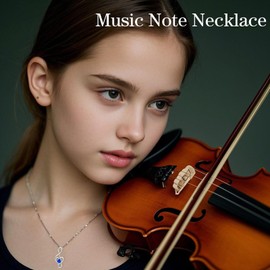 HPQQ Music Note Necklace 925 Sterling Silver Treble Clef Pendant Necklace Sapphire September Birthstone Jewelry for Women Her Music Lovers Student Teacher Birthday Christmas Gifts