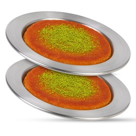 Turkish Goodies By Jairestone Premium Aluminum Kunefe Plates – Set of 2 (12cm Inner Diameter) – Ideal for Cooking & Serving Traditional Shredded Kadaifi, Kunafa Knafe Kanafeh