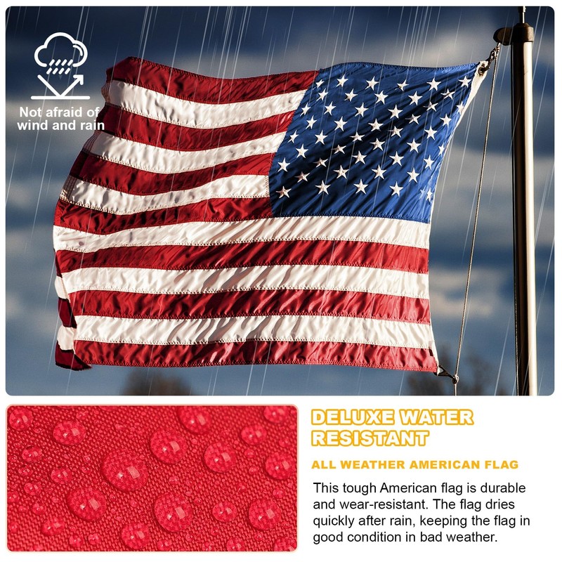 3x5Ft Heavy Duty American Flag,Premium Spun Polyester US Flag, Densely