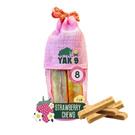 YAK-9 Yak9 Cheese Dog Chews, High Protein Treats, Natural, Rawhide Free, Long Lasting with Vitamins & Minerals, Extra Small Size, Strawberry, 8 PC, 1lb